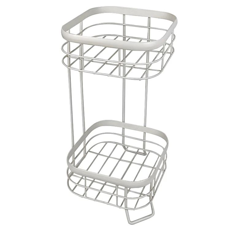 Kitchen Toilet Two Tier Standing Metal Multi Storage Basket Organizer Corner Shelf Shower Bathroom Rack Shelves