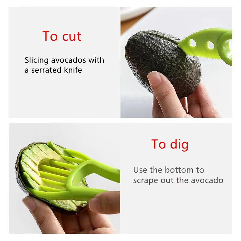 Multi-functional Kitchen Accessories Fruit Tools Avocado Cutter Peeler 3 in 1 Avocado Slicer With Cover