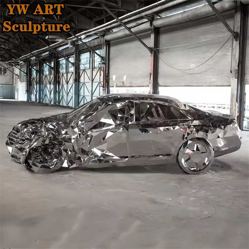New Arrival Creative Abstract Model Diecast Iron Crafts Stainless Steel Cool Garden Sculpture Big Car