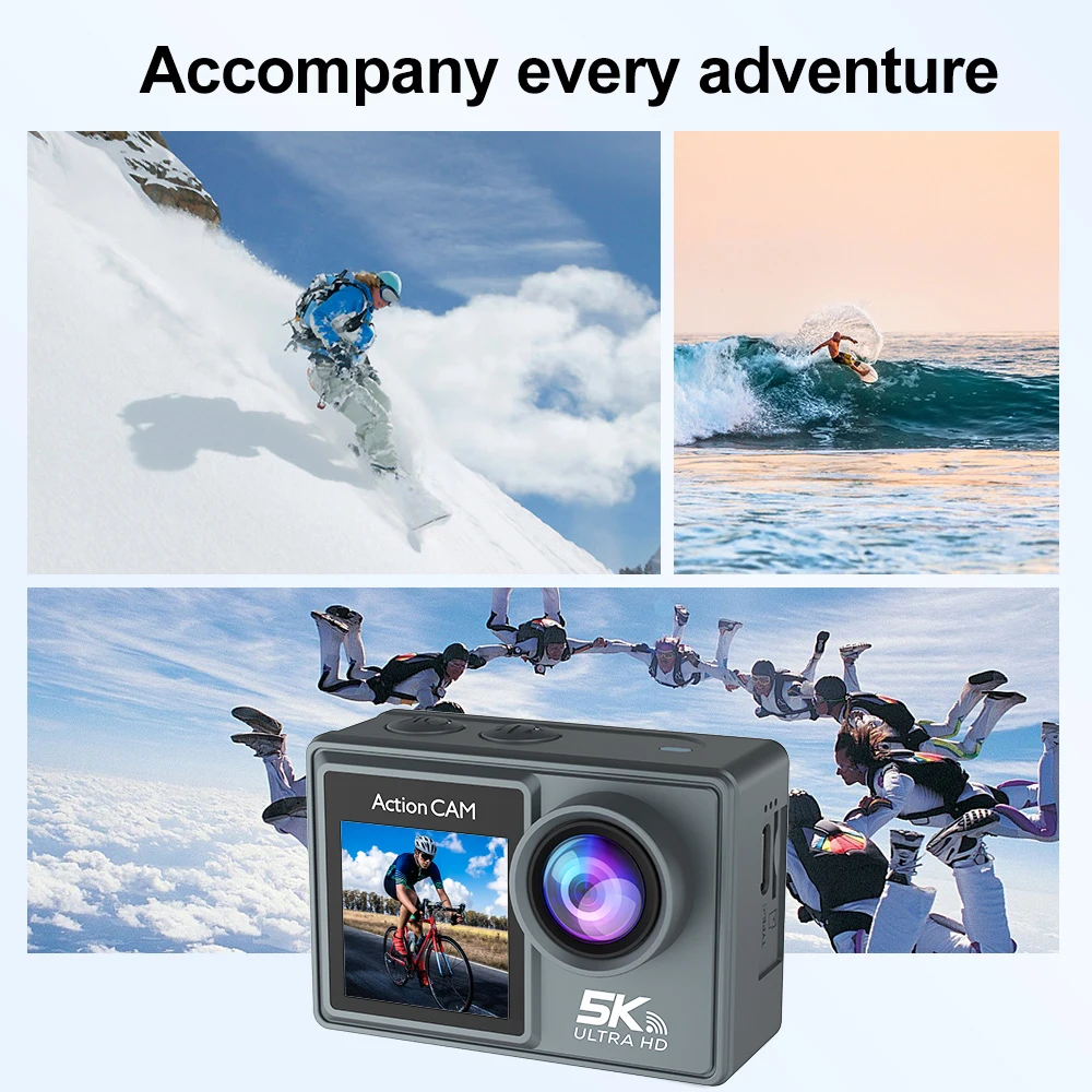 5K Dual Color Screen Action Camera 4K Cam 2.4G Remote WIFI Waterproof outdoor gopro action & sports cameras for car