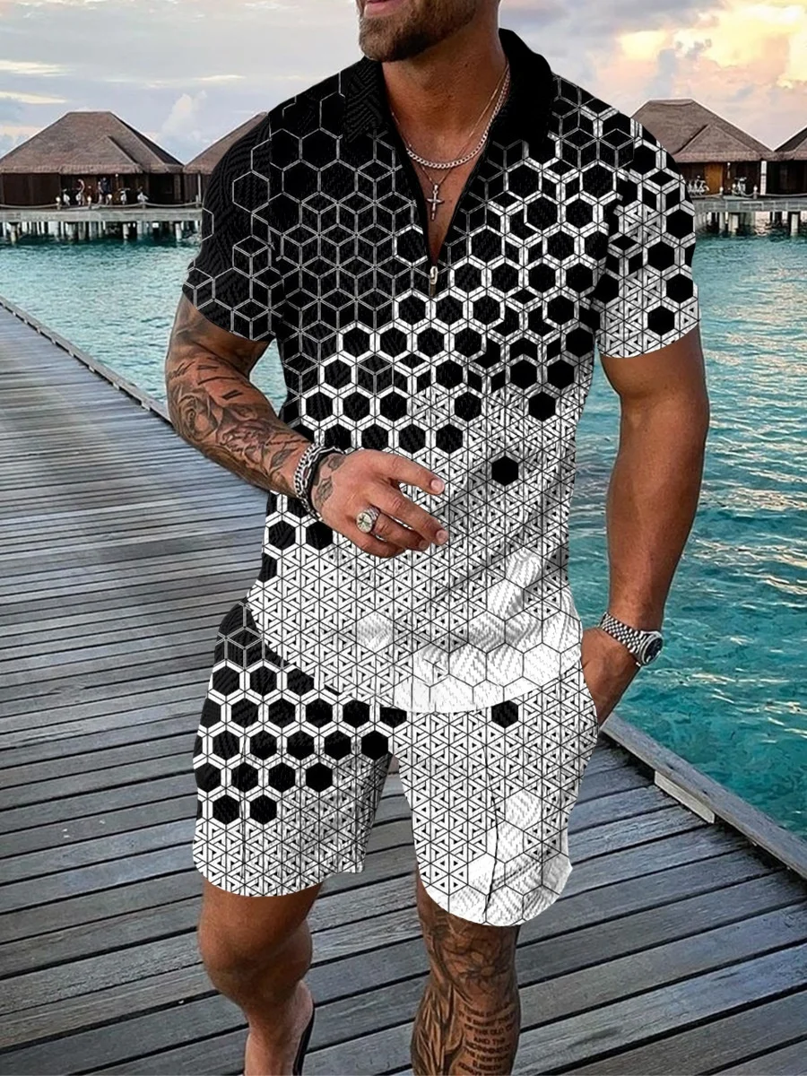 Summer 2024 Two Piece Suit For Men Custom Logo White Tracksuit Gym Fitness Sets Men Joggers Mens Short 2 Piece Sets