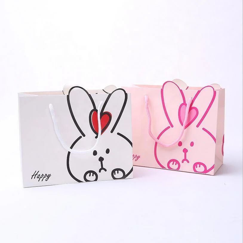 Customization Rabbit Kraft Shopping New Design New Developed Cartoon Paper Gift Bags With Handle