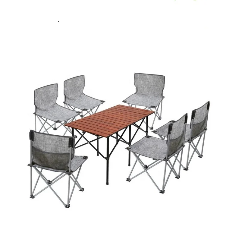 TWROAD  wholesale outdoor aluminum camping folding table folding chair sets seven-piece folding table and chair set