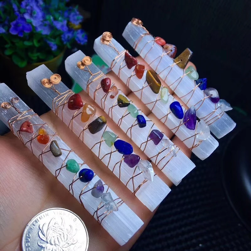 100%Natural Rock Crystal Selenite Chakrs Stones Selenite Quartz for Decoration
