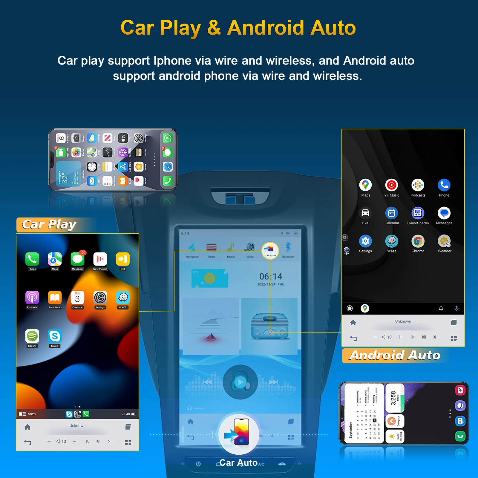 Android 11 Car Video Vertical  Smart Screen GPS Navigation Support Bluetooth For CHEVROLET