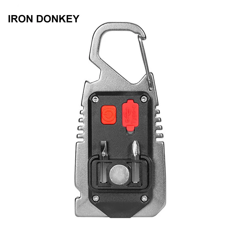 Iron Donkey Outdoor Diode Flashlight Multi functional USB Portable COB Keychain Light