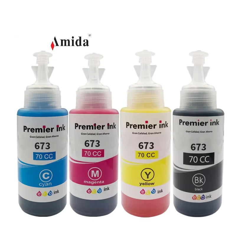 Amida Ink 673 EP673 T673 EcoTank Refill Compatible for Epson Inkjet Printer L800/L801/L805/L810/L850 Dye Ink