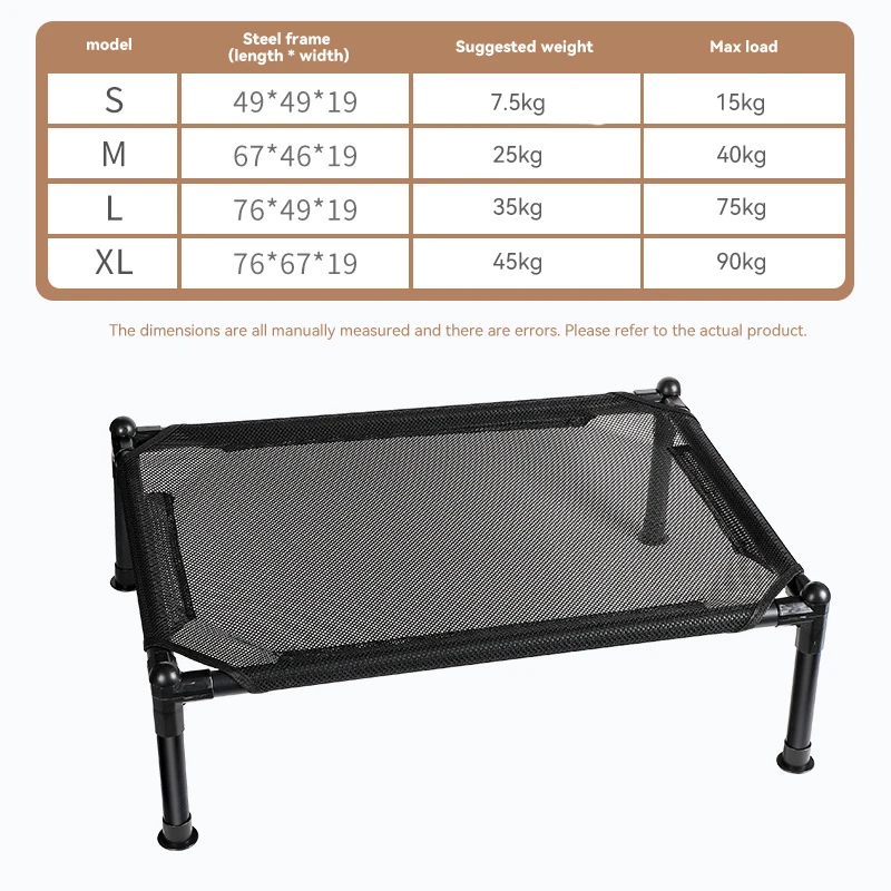 Elevated Dog Bed Raised Dog Cot for Small Dogs Portable with Washable Breathable Mesh Metal Frame Cooling bed