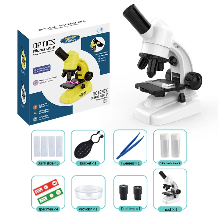 HD Optical Microscope Toys 1600x Biology Kids Science High Magnification Home Professional Students Teaching Gifts