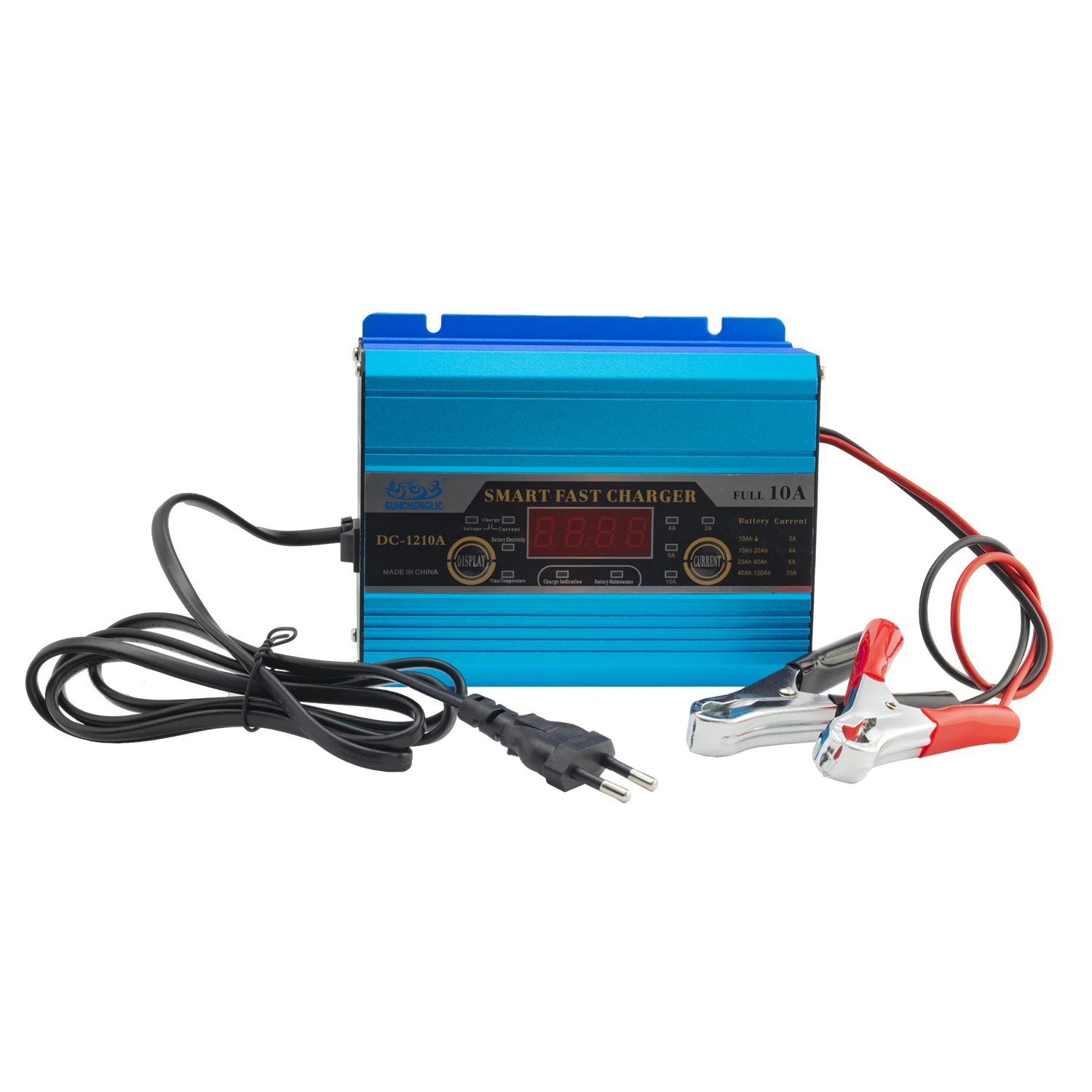 Sunchonglic LED display 12 volt 10 amp 12v 10A three phase automatic lead acid car battery charger