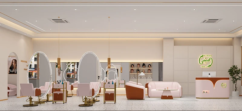 High end design nail salon front desk modern small wooden clinic reception desk with led lights