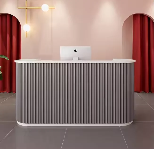 Wooden nails Custom Spa Pink Modern little white very high quality front desk beauty salon reception desk