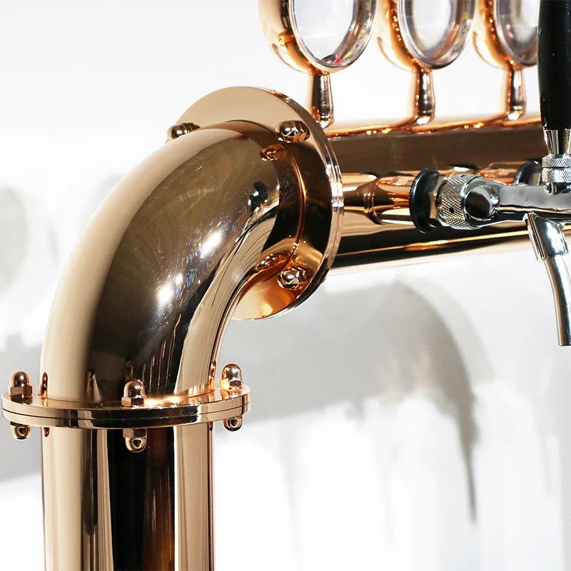 U Tower Stainless Steel 4 Tap Tower 102mm Beer Dispensing Equipment Draft Beer Tower (Gold)