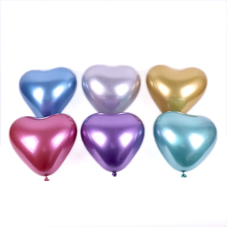 10 Inch Metallic Chrome Latex Balloon Love Ball Heart Wedding Globos For Birthday Party Decorations