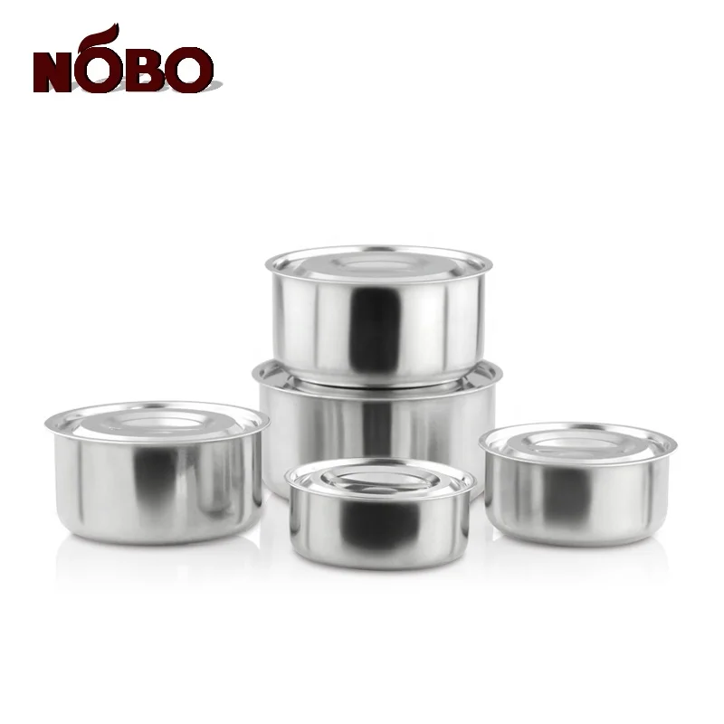 Wholesale Cooking Stockpot Stainless Steel Set of 10 Handi Biryani Cooking Pot with Steel Lids