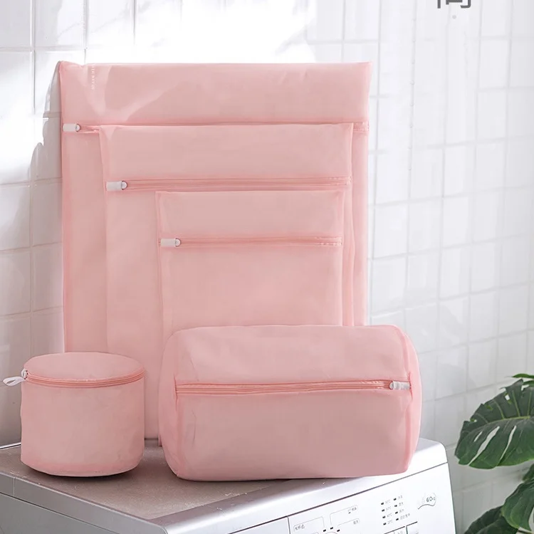 Mesh Wash Storage Bag Pink Colour Lingerie Clothes Washing Bag Hotel Mesh Laundry Wash Bag Large Hot Sale Custom Logo Polyester