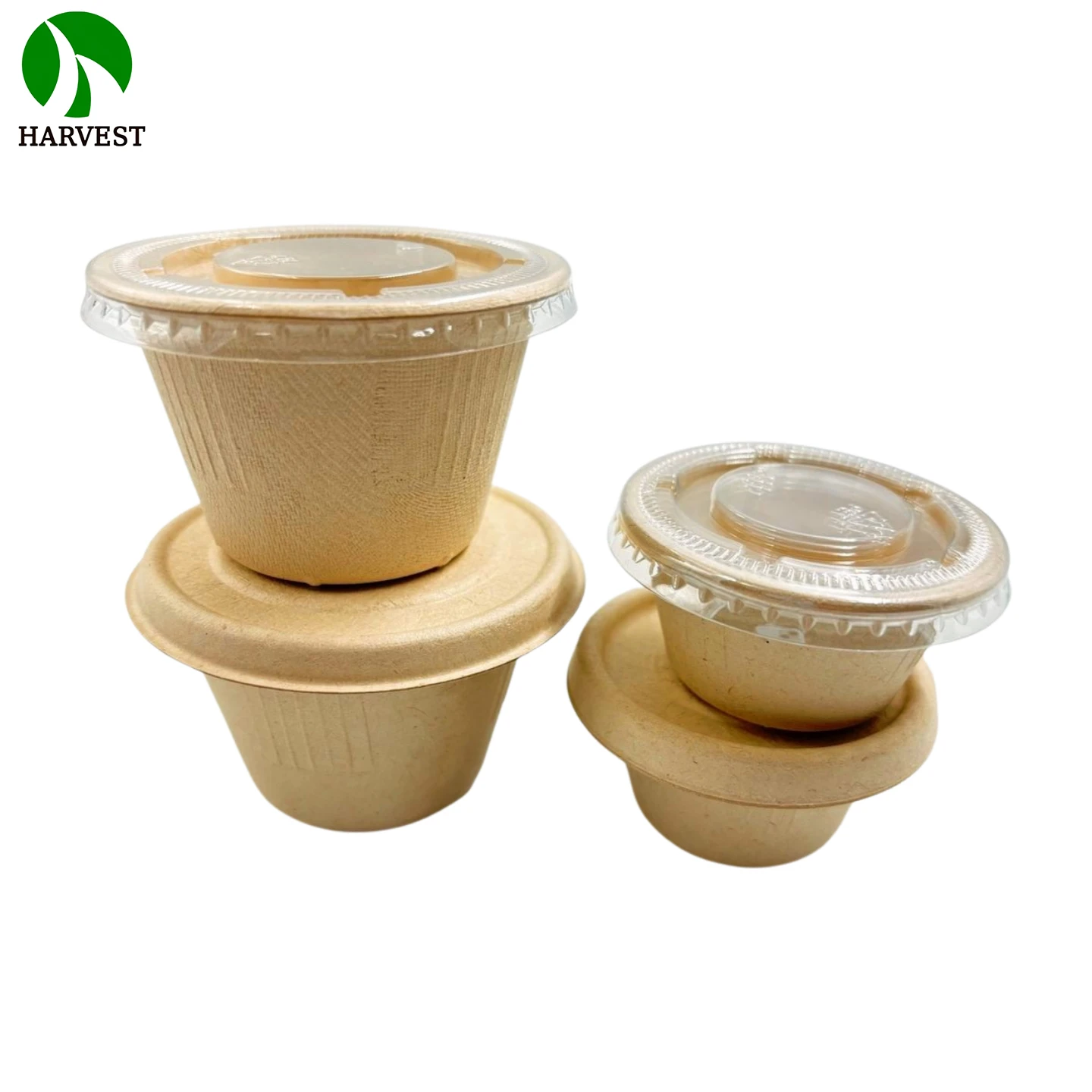Leakproof Greaseproof Eco Harvest Natural Sugarcane Disposable Bagasse 2 Oz 4 Oz Dipping Sauce Cup With Lid