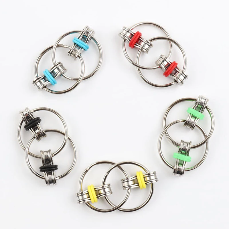 2021 Creativity Stainless Steel Chain Relieve Stress Fidget Toy Hand Spinner Key Ring