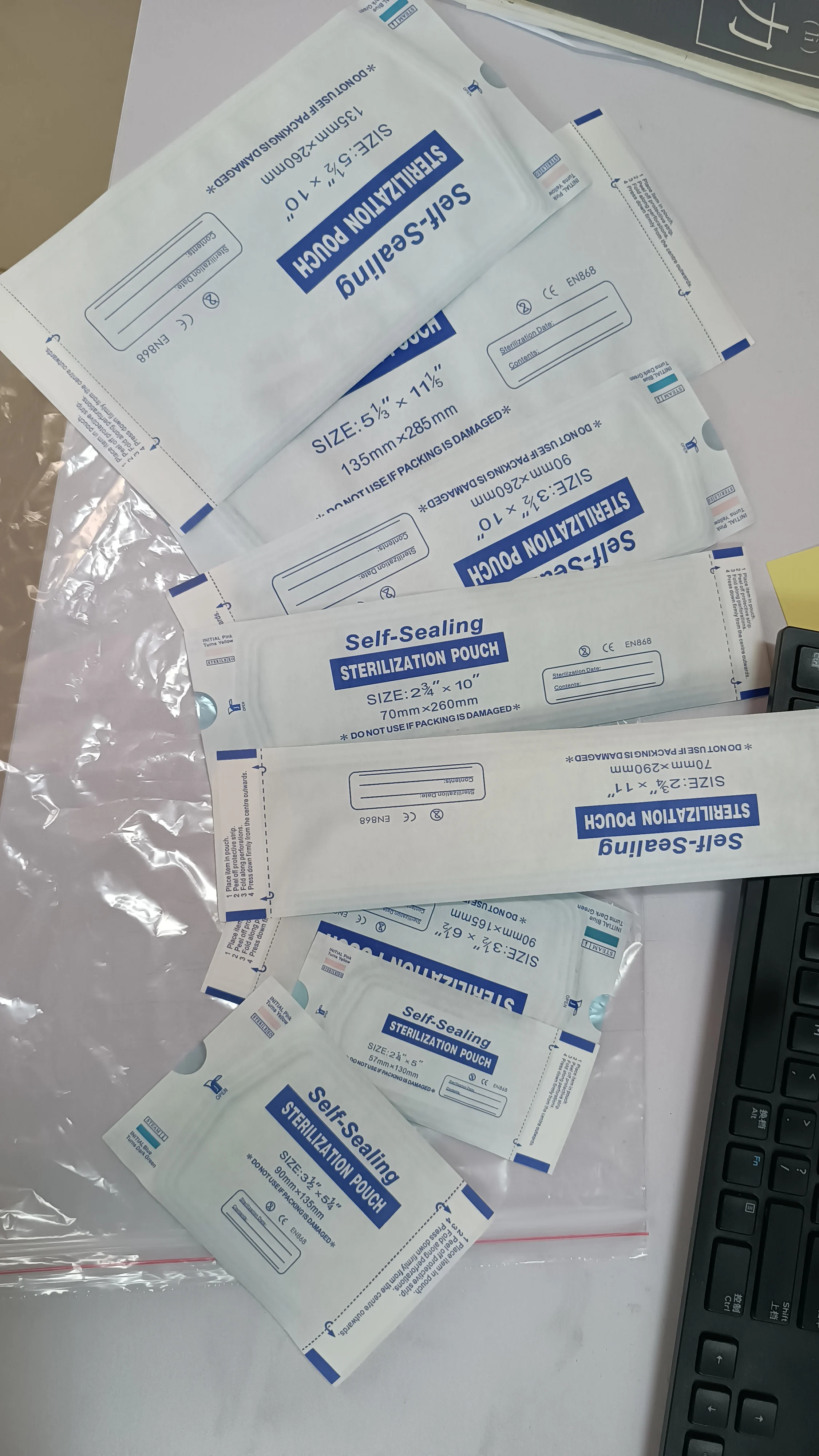 135mmx260mm Dental medical heat flat self sealing sterilization bag sterilizing pouch