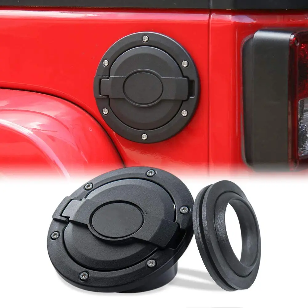 Gas Cover Locking Fuel Filler Door Cover for 2007-2018 Jeep Wrangler JK &Unlimited Sport Sahara Rubicon