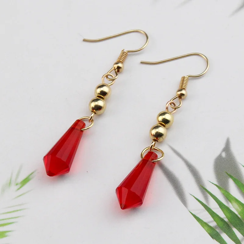 Impact Tartaglia Earrings Anime Jewelry Cosplay Genshin Childe Earring Men Women Trendy Accessories Crystal Drop Earring