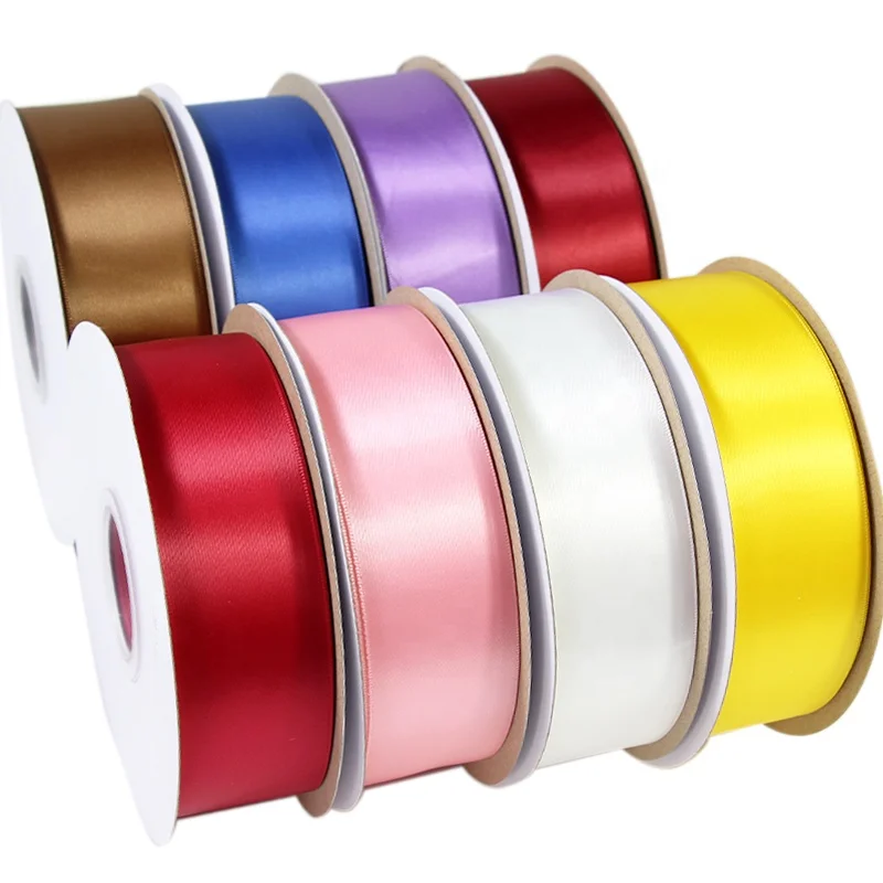 Custom Stocked 196 Colors Satin Ribbon 4 cm Solid Color Plain Polyester Ribbons Supplies for Ribbon Roses