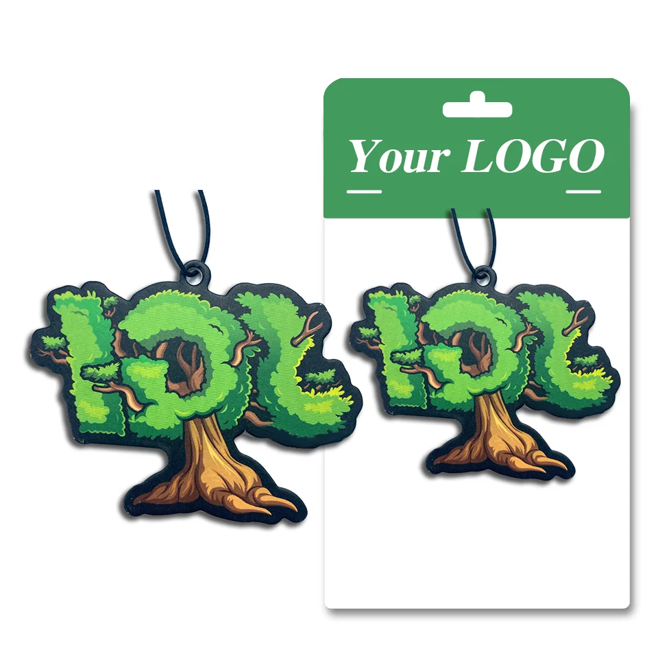 Long scent Strong smell customized packaging lavender die cut shape paper air freshener personalised hanging car with logo