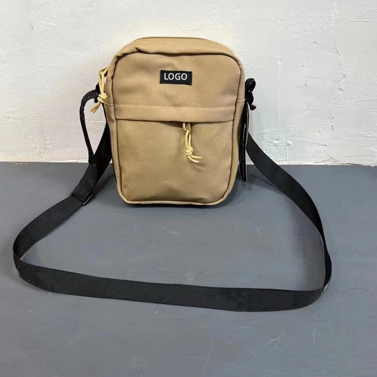 Custom factory hot sale brand logo shoulder bag man nylon fabric small casual easy carry crossbody messenger bag for men