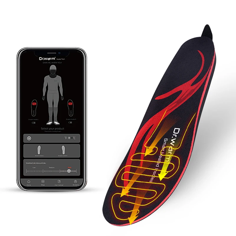 2200mAh Smart Rechargeable Wireless Winter Heating Foot Pad Heated Insoles for Outdoor Sport
