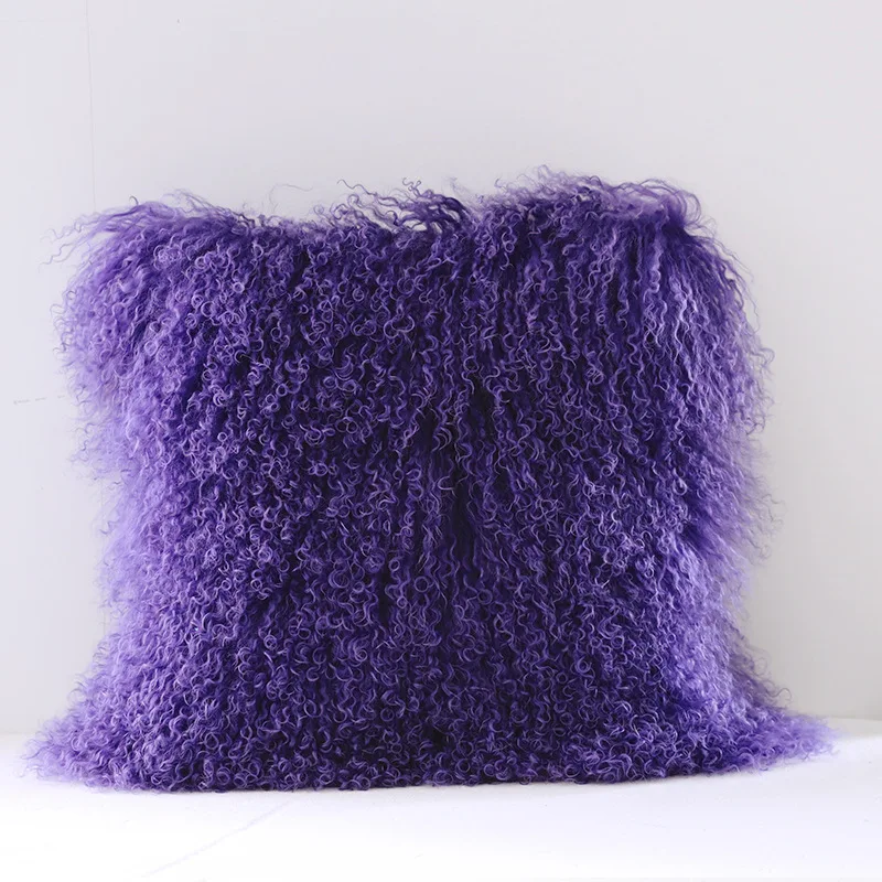 Luxurious Genuine curly Mongolian Sheepskin Throw Pillows For Home Decorate Sofa Bedroom Car