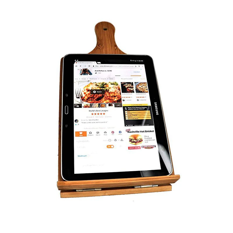 Recipe Ipad Tablet Book Holder Stand With Anti-slip Kickstand Cookbook Stand Cutting Board Style Cookbook Holder