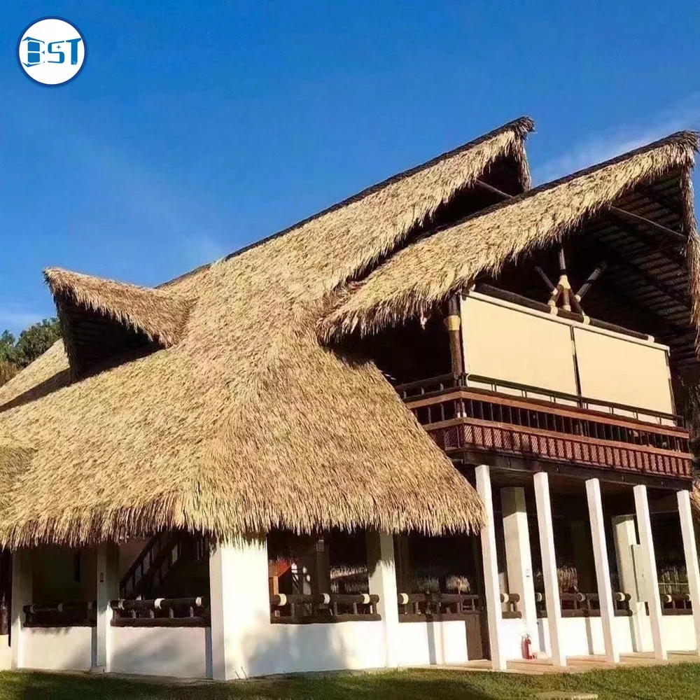 Factory directly Eco-friendly Fireproof Thatch Roof Synthetic Roofing Tile Artificial Plastic Palm Leaf