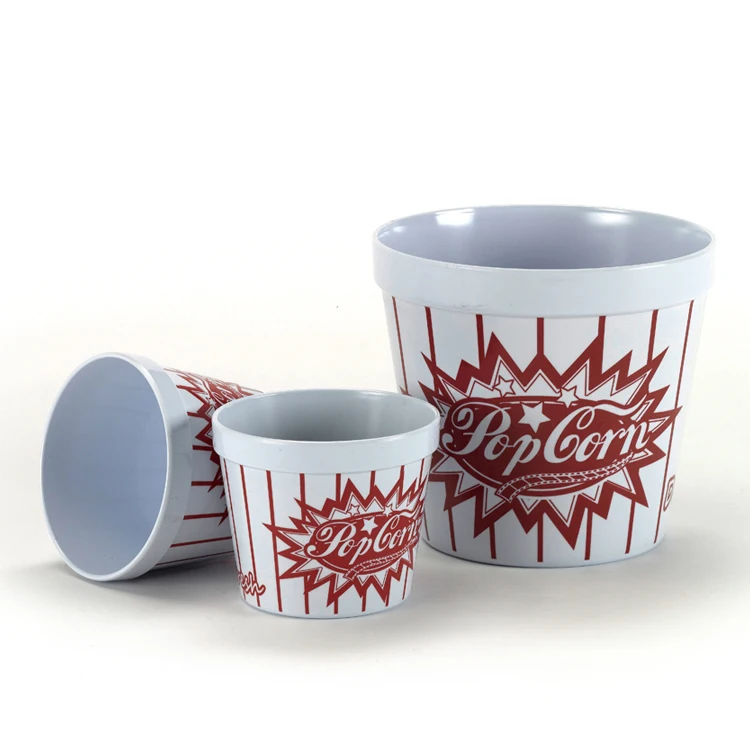 3 Pcs custom printed Lightweight Non-Toxic Plastic Popcorn and Fried chicken bucket
