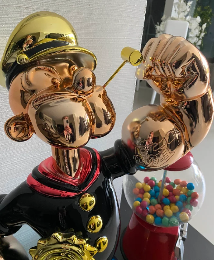 Высококачественная Гальваническая скульптура Popeye на заказ 4 фута 5 футов 150 см Статусная из стекловолокна