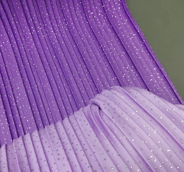 100%polyester fabric digital print pleated fabric with glitter gradual change  polyester crepe polyester crepe fabric for dress