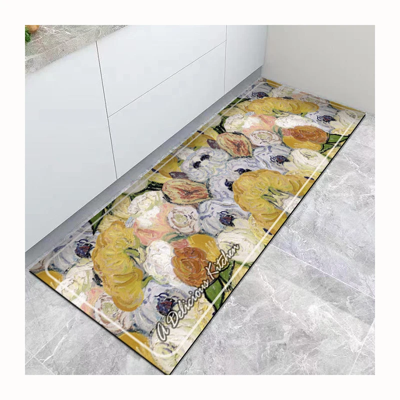 Custom Absorbent Stain Resistant Anti Slip Diatomite Floor Carpet Non Slip Rug Runner Waterproof Kitchen Mat