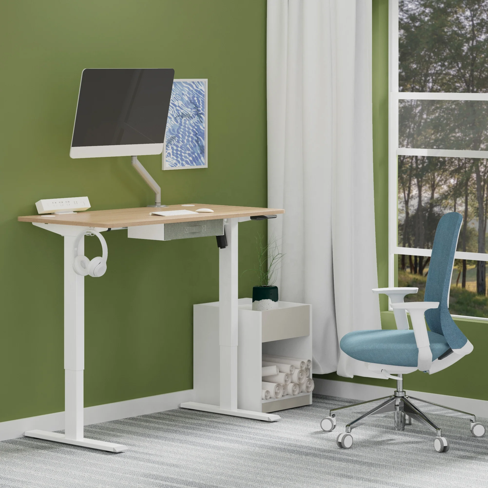 ONLEAP Best Selling Heathly Working 1 shaped Sit Stand Table Single Motor Gaming Height Adjustable Electric Standing Desk