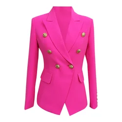 2022 wholesale women jacket fashion women blazer jacket XXL button embellished hot pink  red blazer jacket for women