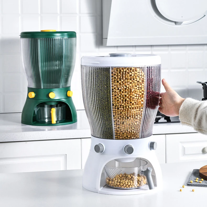 
Multipurpose Large Capacity PET Plastic Cereal Rice Storage Box Tank Rice Storage Dispenser With Measure Cup 