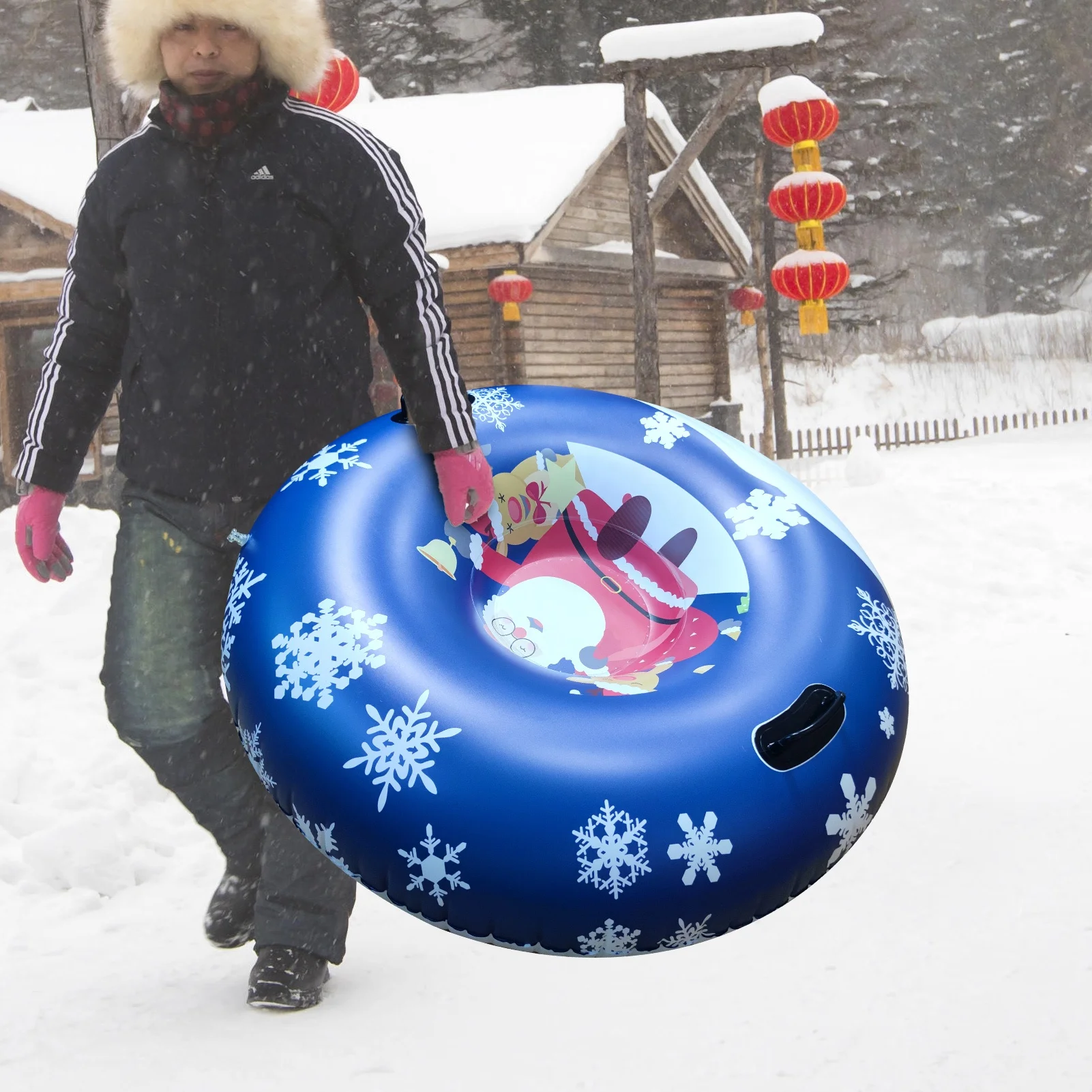 Изготовленные на заказ фабрики снеговая труба Heavy Duty надувной снежные сани с ручками для катания на коньках Зимний отдых на открытом воздухе