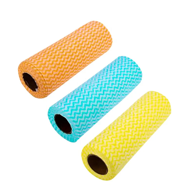 Colorful Wavyline polyester viscose kitchen cleaning cloths wipes roll wiping rags