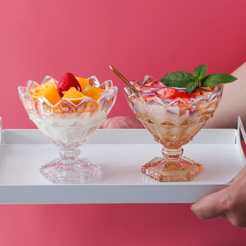 Creative Hot Selling Custom Small Color Glass Ice Cream Desert Cups For Decoration