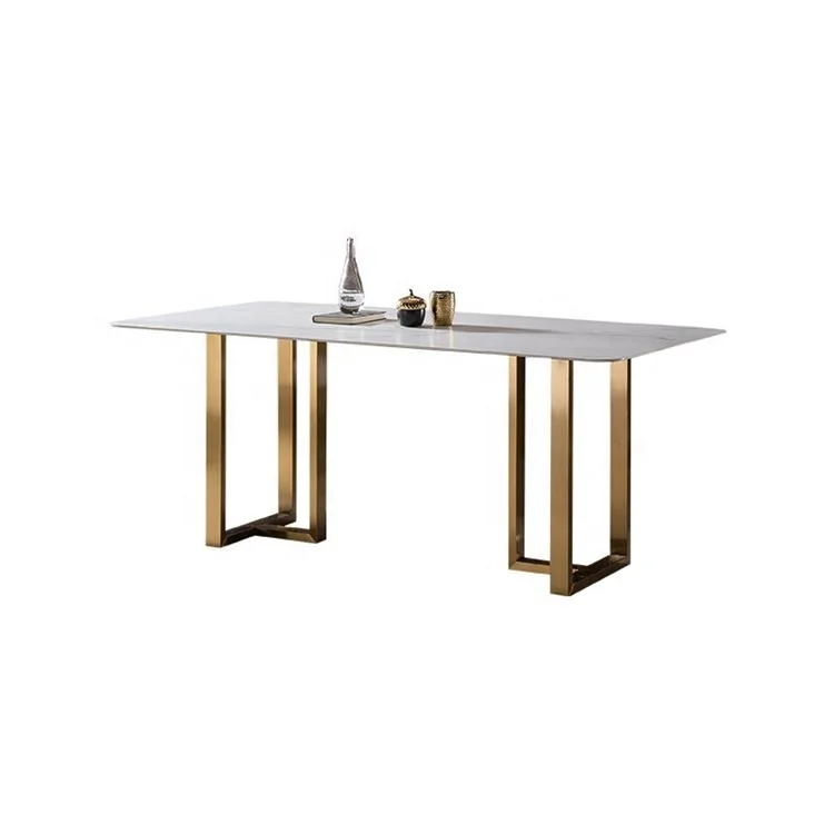 White Marble Top Rectangle 6 Seater 8 Seater Dining Table Sets for  Dining Table Home Furniture