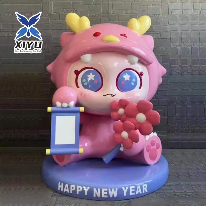 Cute Cartoon Characters New YearTheme Party decoration resin crafts fiberglass display piece