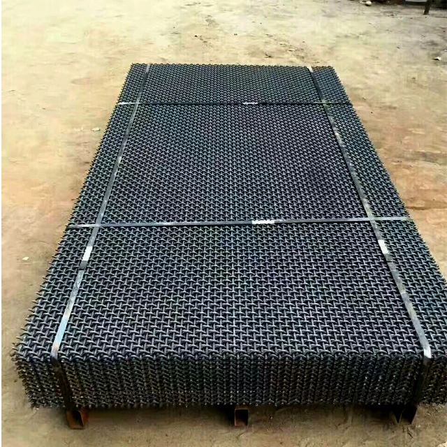 Woven Wire Mesh Square Hole Shaped For Mine Sieving Black steel 65 Mn Steel Crimped Wire Mesh Corrosion Resistant Crimped