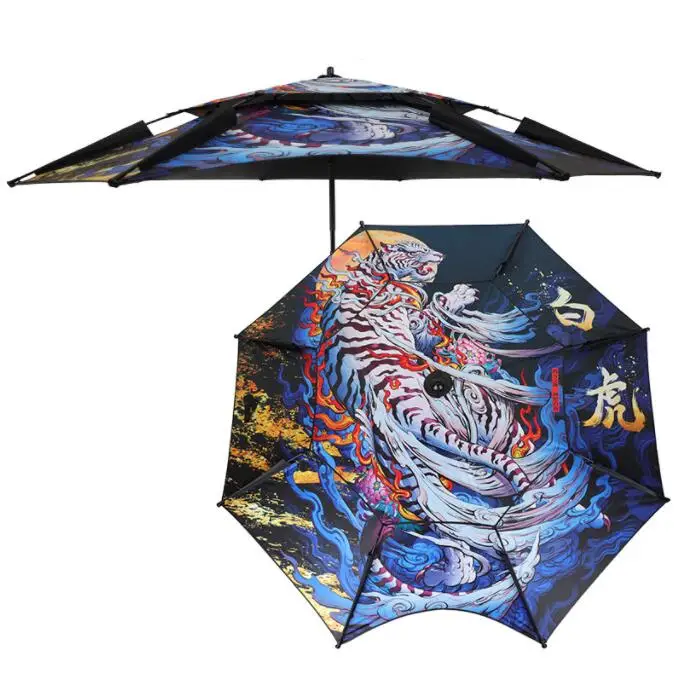 Multiple sizes outdoor fishing umbrella camping double-layer beach umbrella sun protection waterproof patio umbrellas custom log
