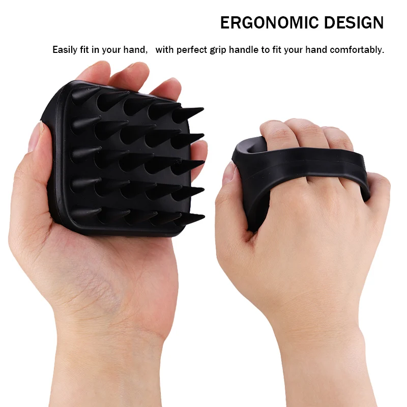 One-piece Solid Silicone Hair Shampoo Brush Mold-free Scalp Scrubber Head Scalp Massager for Healthy Hair Growth Dry Scalp