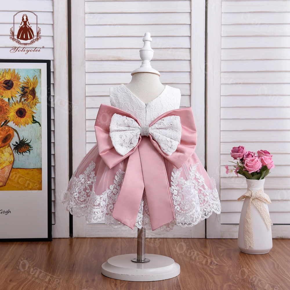 Wholesale Kids Dresses Girl Party Wear Western Baby Dress for 2 Years Old Children Lace