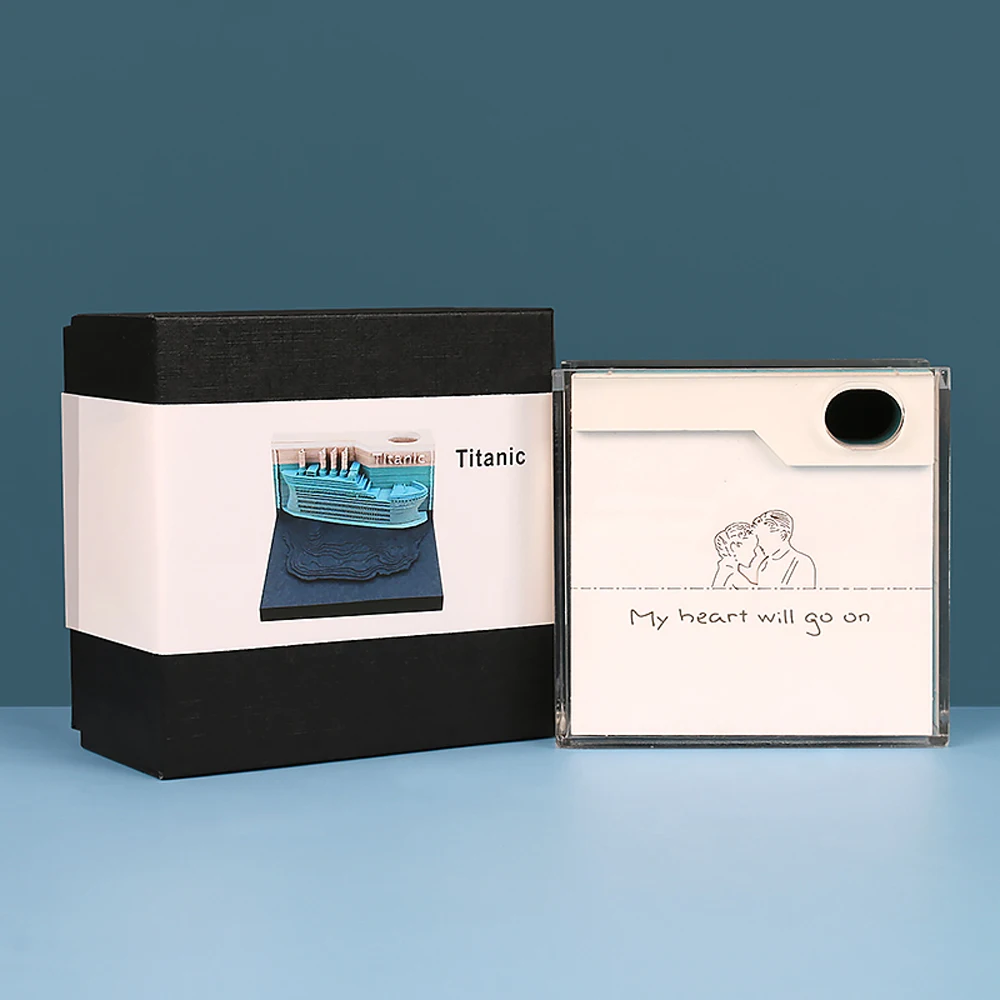 3D Memo Pad Kawaii Pen Holder Titanic Ship Model Custom Sticky Notes With Desk Calendar 2022 For School Office Decor