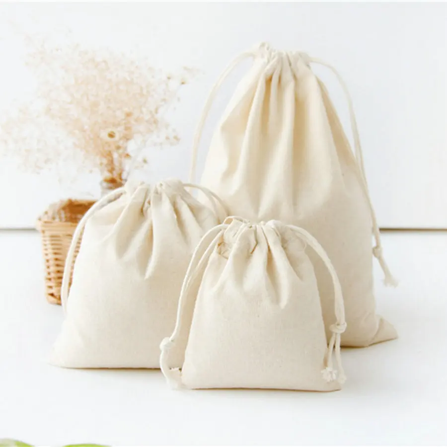 
Extra large plain blank cotton craft canvas linen rice drawstring bag for packing 
